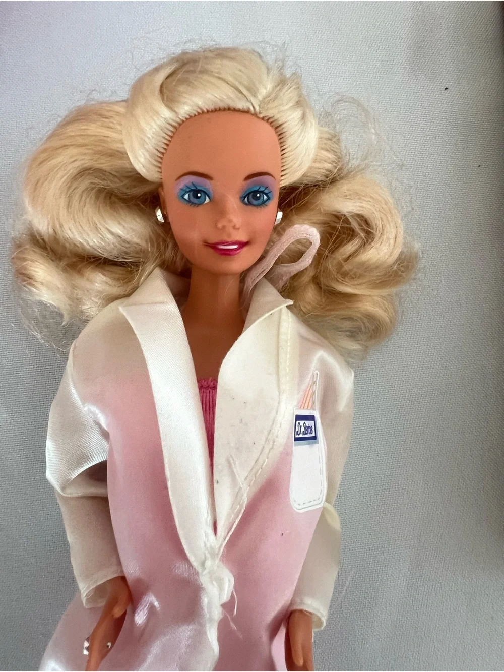 Vintage 1987 Doctor Barbie in White Coat with Pink Dress